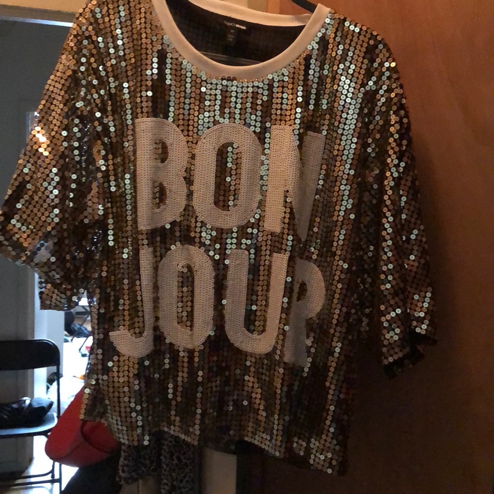 Silver sequin top